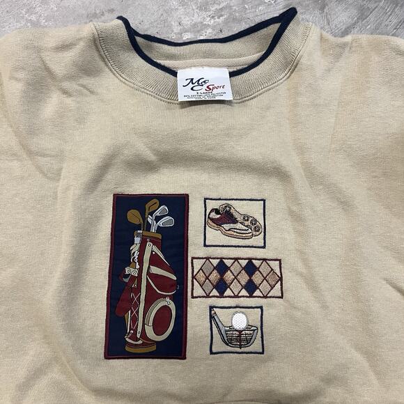McC Sport Vintage Golf Crewneck Embroidered Sweater Beige Size XL Grandpa - Picture 6 of 6